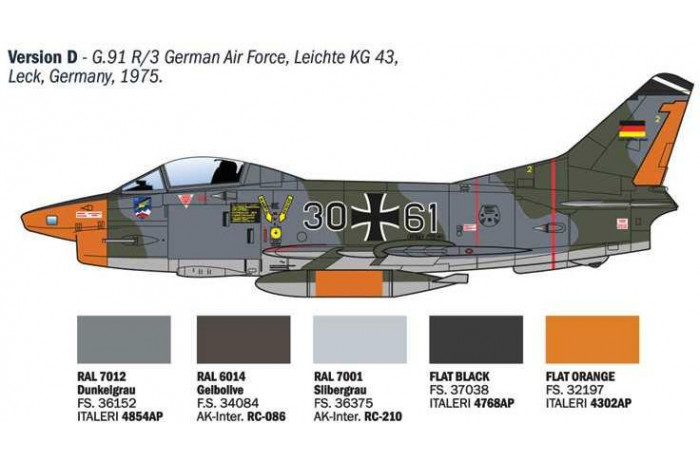 Model Kit letadlo 92645 - G.91 R1/R3 "Gina" (1:48)
