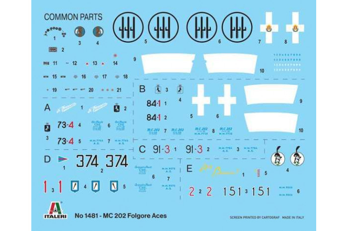 Model Kit letadlo 1481 - MC.202 Folgore Aces (1:72)