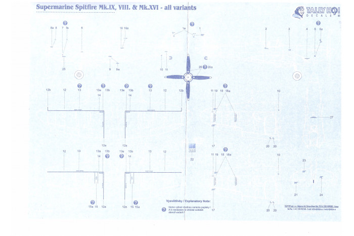 Stencils - Supermarine Spitfire Mk. IX, VIII, XVI (1:32) - S32005