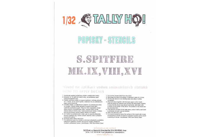 Stencils - Supermarine Spitfire Mk. IX, VIII, XVI (1:32) - S32005
