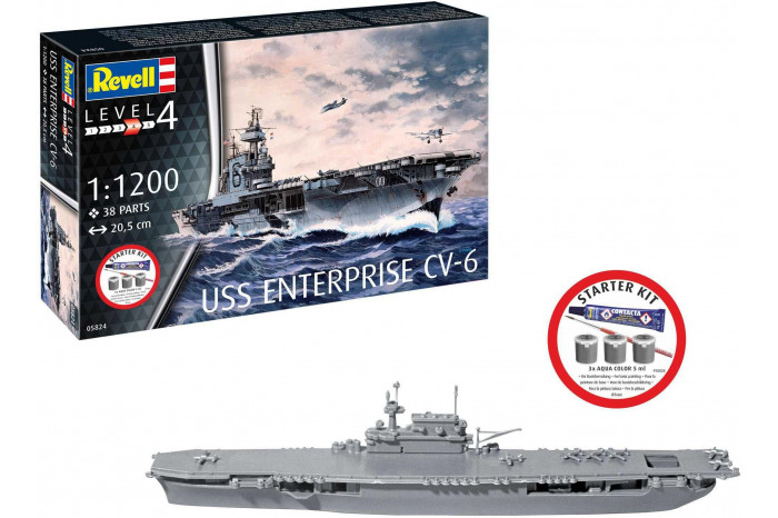 Starter Kit loď 75824 - USS Enterprise CV-6 (1:1200)