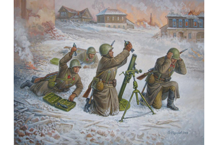 Wargames (WWII) figurky 6208 - Soviet 82mm Mortar with Crew (Winter Unif.) (1:72)
