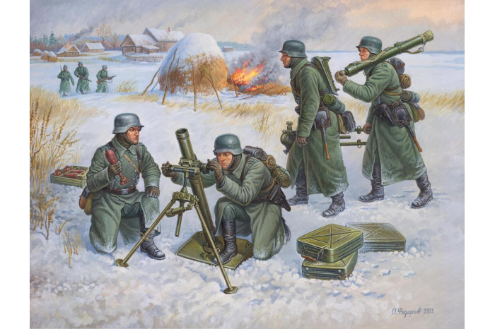 Wargames (WWII) figurky 6209 - Ger. 80mm Mortar with Crew (Winter Unif.) (1:72)