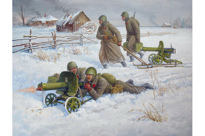 Wargames (WWII) figurky 6220 - Soviet Machine-gun with Crew (Winter Uniform) (1:72)