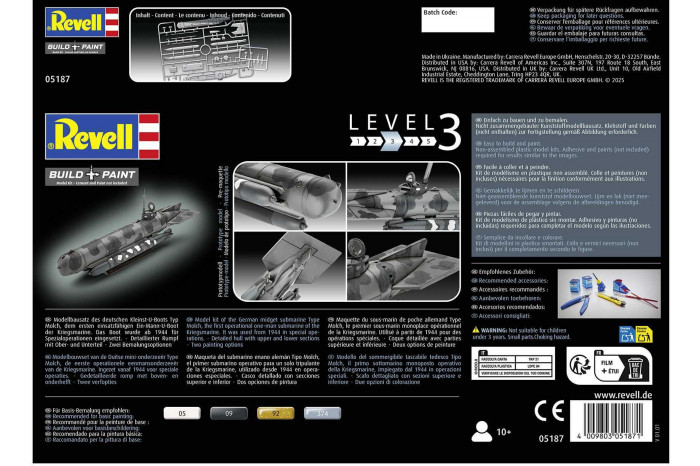 Plastic ModelKit ponorka 05187 - German Midget Submarine Type Molch (1:72)