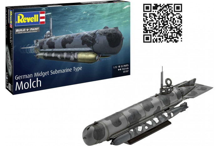 Plastic ModelKit ponorka 05187 - German Midget Submarine Type Molch (1:72)