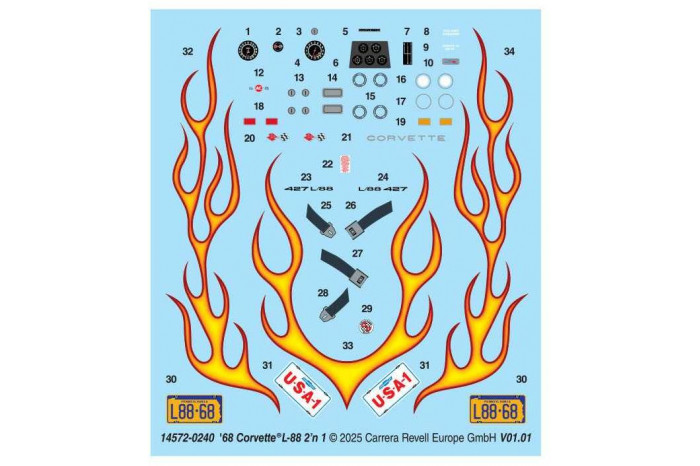 Plastic ModelKit MONOGRAM auto 4572 - '68 Corvette L-88 Roadster (1:25)
