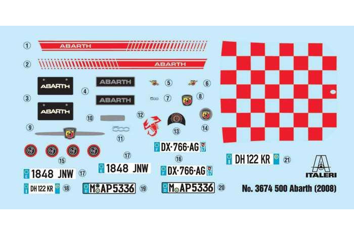 Model Kit auto 3674 - 500 Abarth (2008) (1:24)