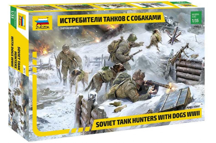 Model Kit figurky 3611 - Soviet Tank Hunters with dogs (1:35)