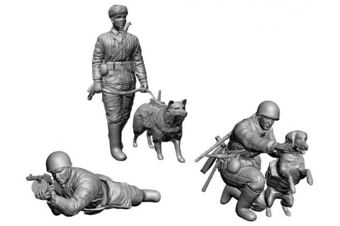 Model Kit figurky 3611 - Soviet Tank Hunters with dogs (1:35)