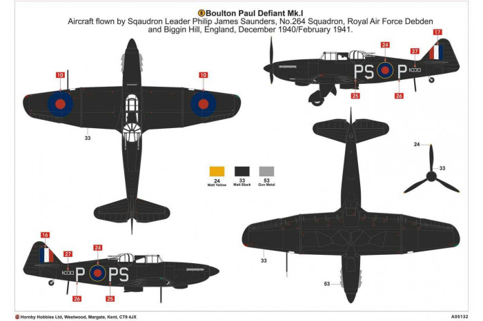 Classic Kit letadlo A05132 - Boulton Paul Defiant NF.1 (1:48)