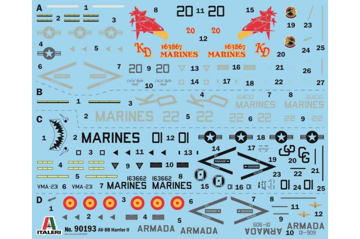 Model Kit letadlo 90193 - AV-8B Harrier II (1:72)
