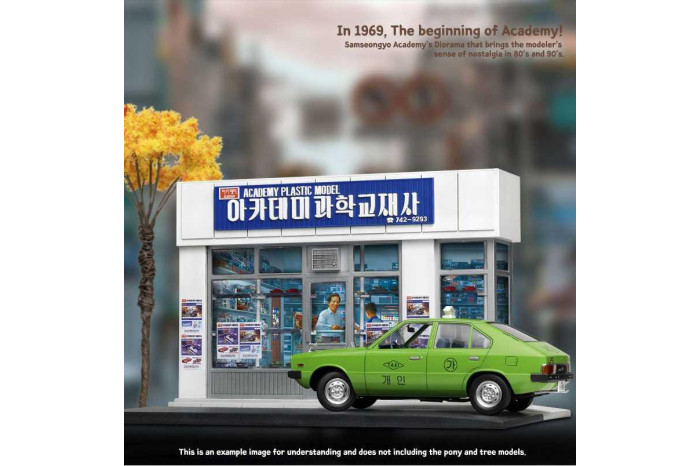Model Kit budova 15616 - ACADEMY PLASTIC MODEL SHOP 1969 (1:24)
