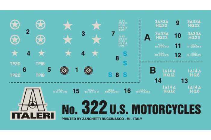 Model Kit military 0322 - U.S. MOTORCYCLES WW2 (1:35)