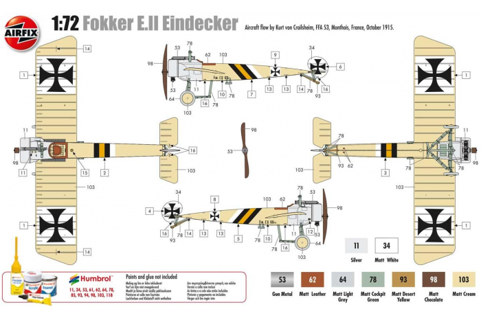 Clasic Kit letadlo A01086 - Fokker E.II Eindecker (1:72)