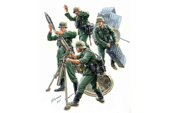 Model Kit figurky 3583 - German Mortar with Crew (1:35)