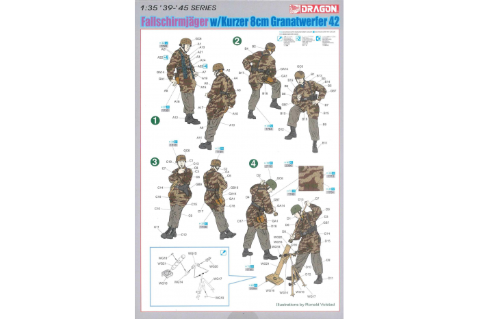 Model Kit figurky 6373 - FALLSCHIRMJÄGER w/Kurzer 8cm Granatwerfer 42 (1:35)
