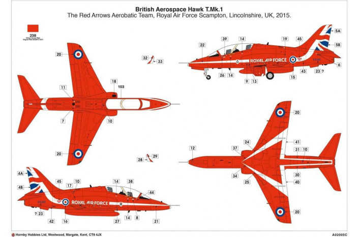 Classic Kit letadlo A02005C - RAF Red Arrows Hawk (1:72)