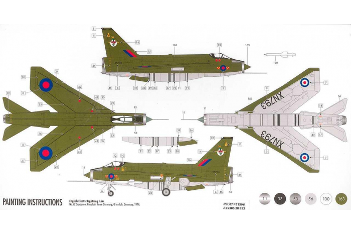 Starter Set letadlo A55305 - English Electric Lightning F2A (1:72)