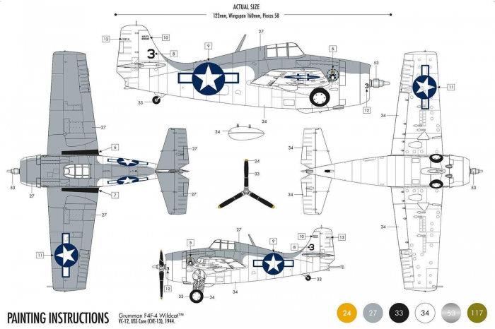 Starter Set letadlo A55214 - Grumman Wildcat F4F-4 (1:72 )- nová forma