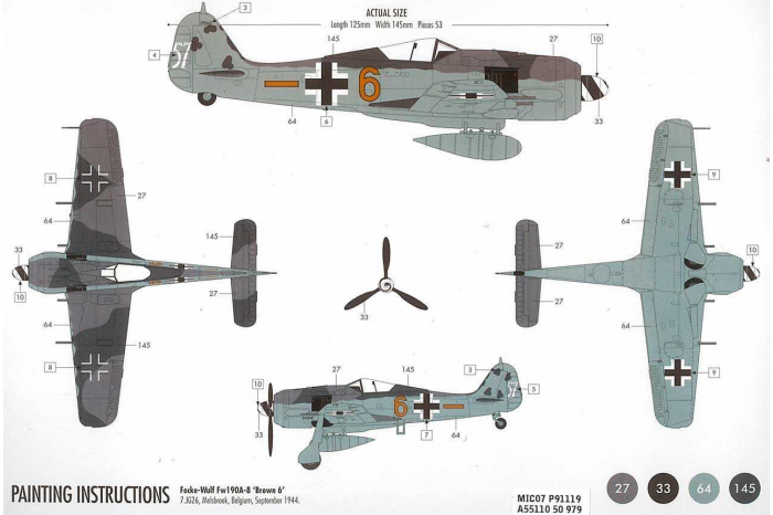 Starter Set letadlo A55110 - Focke Wulf Fw190A-8 (1:72)
