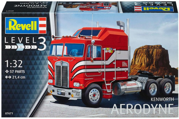 Revell 07671 USA Heavy Truck Kenworth Aerodyne COE Plastic Scale Model 1:32 NEW 